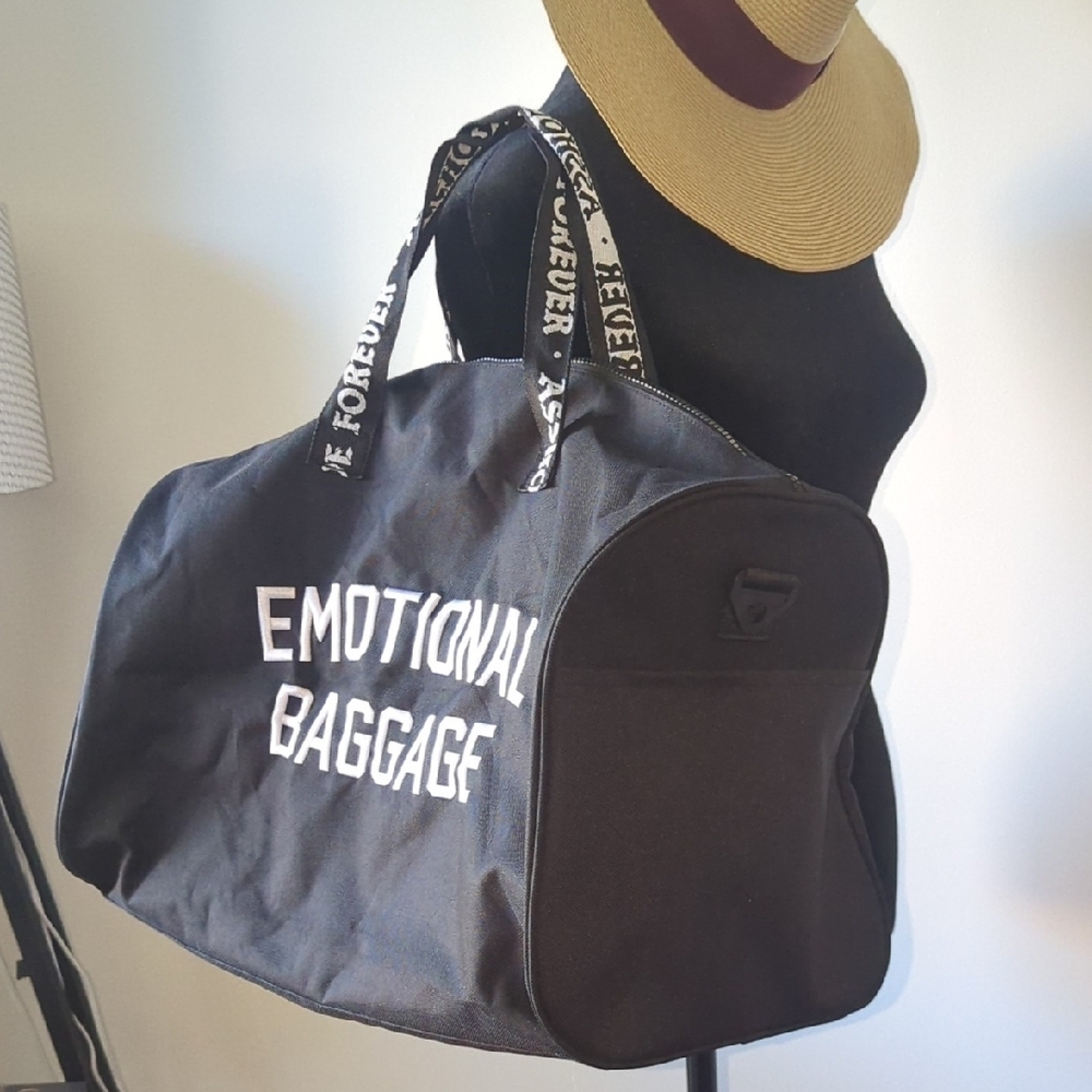 Black Duffel Bag with White Print - Picture 2 of 7